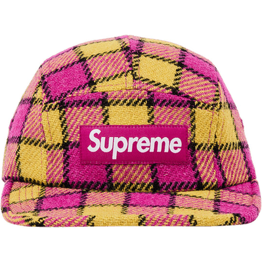 Supreme Harris Tweed Camp Cap Pink Plaid