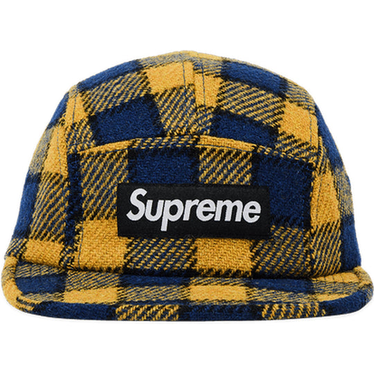 Supreme Harris Tweed Camp Cap Yellow Plaid