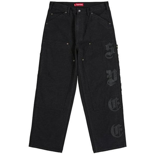Supreme Leather Applique Double Knee Painter Pant Black