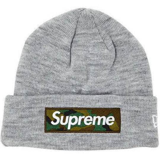 Supreme New Era Box Logo Beanie (FW23) Heather Grey