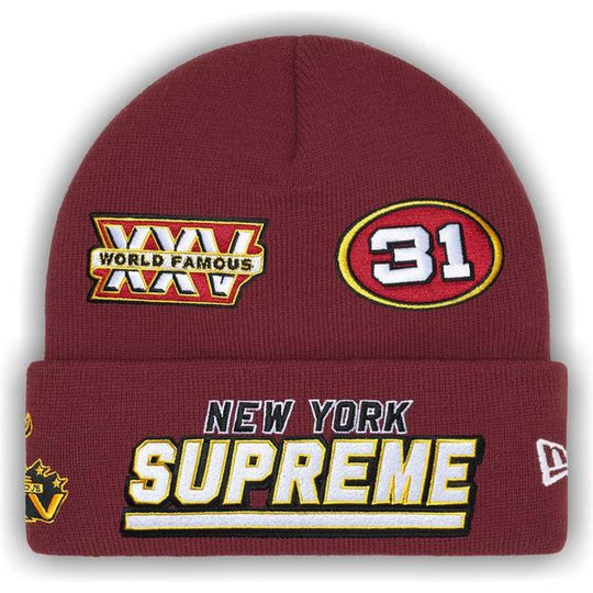 Supreme New Era Football Beanie Red