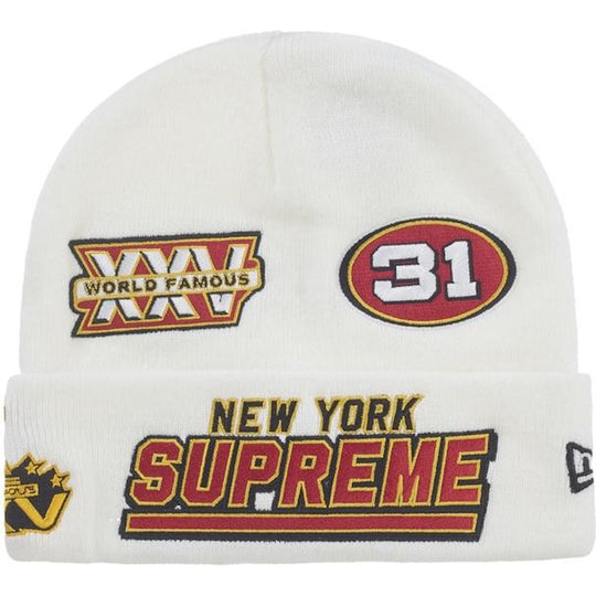Supreme New Era Football Beanie White