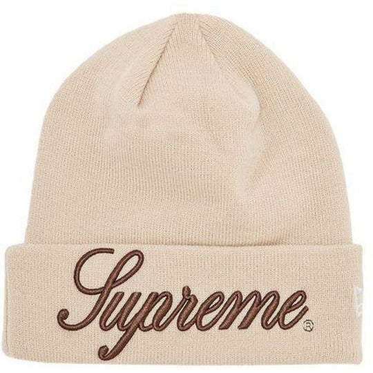 Supreme New Era Script Beanie Natural