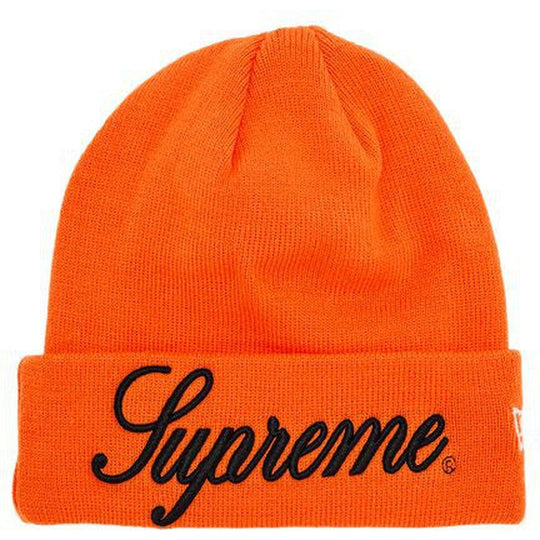 Supreme New Era Script Beanie Orange