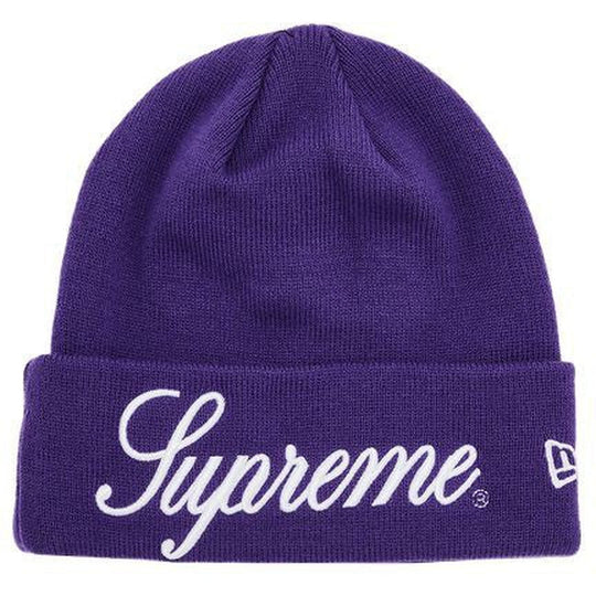 Supreme New Era Script Beanie Purple