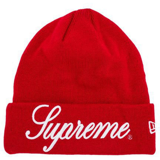 Supreme New Era Script Beanie Red