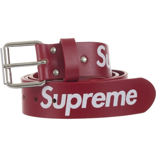 Supreme Repeat Leather Belt (FW25) Red