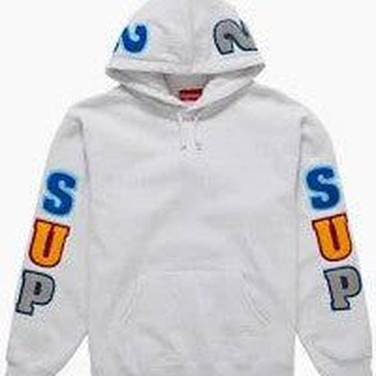 Supreme Team Chenille Hooded Sweatshirt Ash Grey