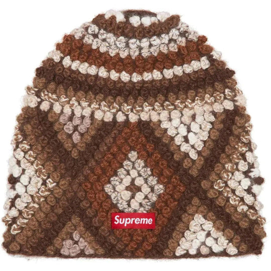 Supreme Textured Knit Beanie Brown