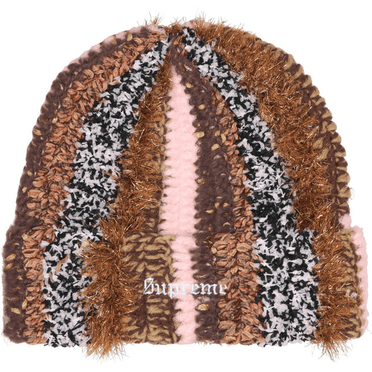 Supreme Tinsel Stripe Beanie Brown
