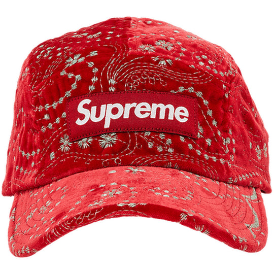 Supreme Velvet Paisley Camp Cap Red
