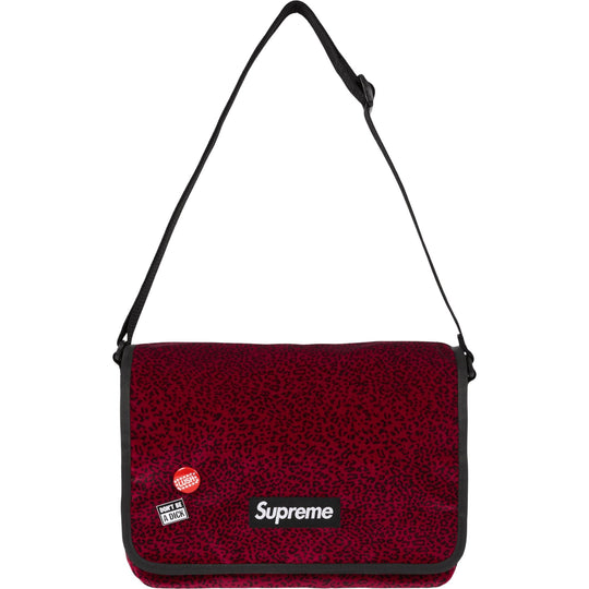 Supreme Velvet Small Messenger Bag Red Leopard