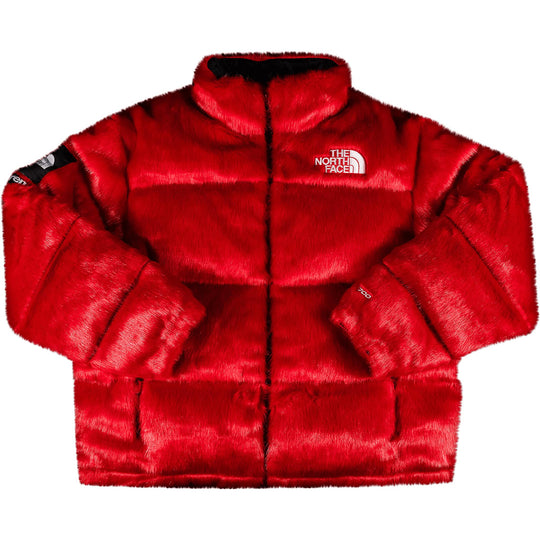 Supreme x The North Face Faux Fur Nuptse Jacket Red