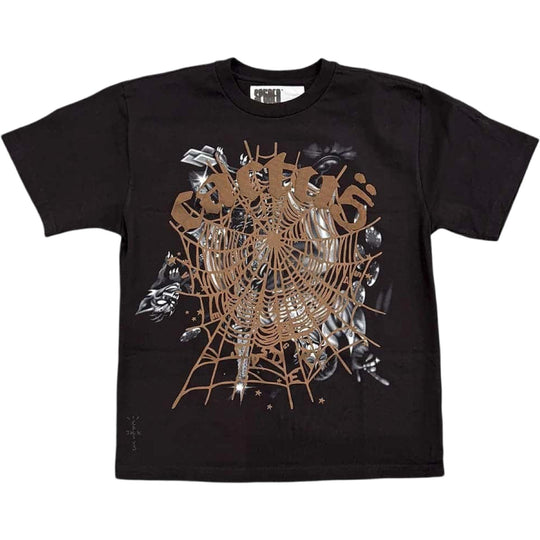 Travis Scott Cactus Jack X Sp5der Web Tee Mocha