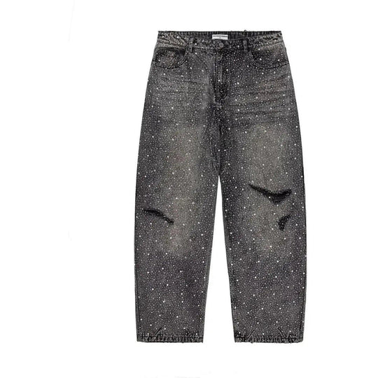 VALE Forever Black Rain Rhinestone Denim Jeans Black