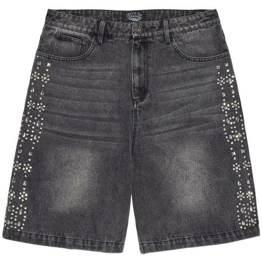 VALE Forever Crystal Jean Shorts Black