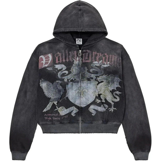 VALE Forever Vendetta Distressed Zip Up Hoodie